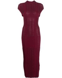 Balmain - Chevron 3d-knit Midi Dress - Lyst