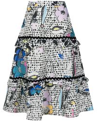 Amir Slama - Floral-Print Tiered Midi Skirt - Lyst