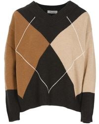 Kangra - Argyle-Knit V-Neck Sweater - Lyst