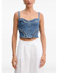 売れ筋商品|||ゲス カットソー トップス レディース Women's Lace-Up Marsy Bustier Top LACE UP BLUE Guess Lace-up Marsy Bustier Top in Blue | Lyst