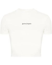 Palm Angels - Cropped Cotton T-Shirt With Logo Print - Lyst