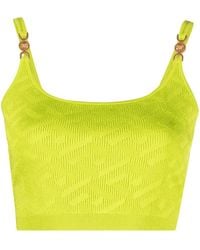 Versace - Top crop in maglia - Lyst