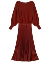 Twinset - Long Knit And Pleated Crêpe Dress - Lyst