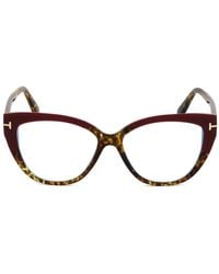 Tom Ford - Leopard-Pattern Cat-Eye Glasses - Lyst