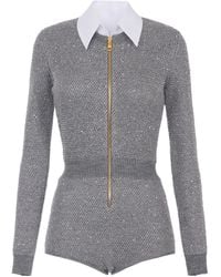 Elisabetta Franchi - Sequin-Embellished Knitted Jumpsuit - Lyst