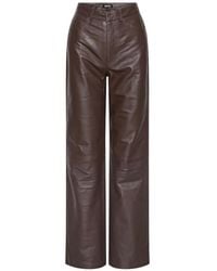 ROTATE BIRGER CHRISTENSEN - Straight Leather Trousers Dark - Lyst