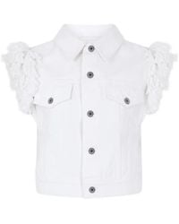 Rabanne - Veste Sans Manches En Jean À Franges - Lyst