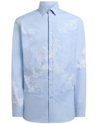Etro - Cotton Shirt With Placed Pegaso Motif - Lyst