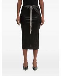 Rick Owens - Drawstring-Waistband Satin-Finish Midi Skirt - Lyst