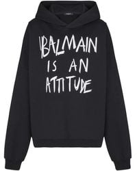 Balmain - Long-sleeved Cotton Hoodie - Lyst