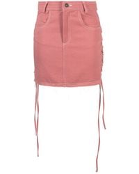 Julfer - Lace-Up Denim Miniskirt - Lyst
