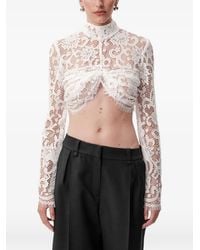 Concepto - Mist Lace Long-Sleeved Cropped Blouse - Lyst