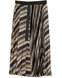 Sacai - Striped Pleated Midi Skirt - Lyst