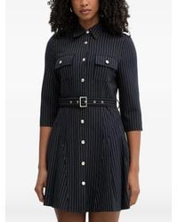 Morgan - Pinstripe-Pattern Belted Mini Dress - Lyst