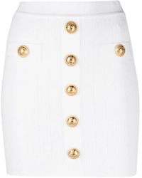 Balmain - Buttoned Knit Mini Skirt - Lyst