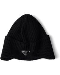 Prada - Beanie Mit Emailliertem Logo - Lyst