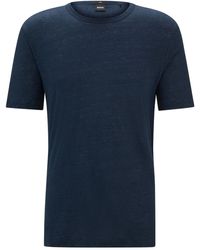 BOSS - T-shirt en lin à manches courtes - Lyst