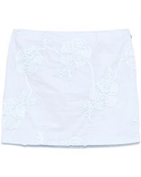 ROTATE BIRGER CHRISTENSEN - Cotton Mini Skirt With Flowers - Lyst