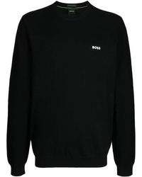 BOSS - Gerippter Pullover mit Logo-Print - Lyst