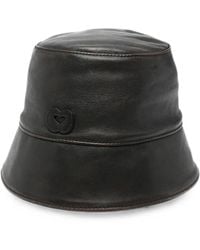Maje - Logo-Patch Leather Bucket Hat - Lyst