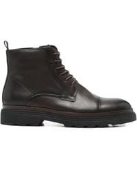 SERGIO MORETTI FIRENZE - Lace-Up Leather Biker Boots - Lyst