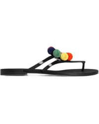 Dolce & Gabbana - Rubber Beachwear Slides With Pom-Poms - Lyst