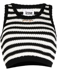 Izzue - Top a righe con placca logo - Lyst