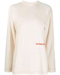 Victoria Beckham - Logo-embroidered Long-sleeve T-shirt - Lyst