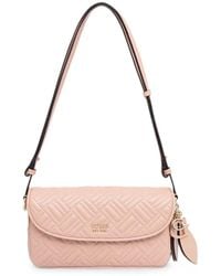 Guess - Sally Quilted Logo-Charm Shoulder Bag - Lyst