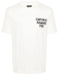 Emporio Armani - Logo-embroidered Lyocell Blend T-shirt - Lyst