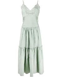 Alberta Ferretti - Vestido Midi A Capas Con Bordado - Lyst