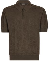 Dolce & Gabbana - Monogram-Jacquard Silk Polo Shirt - Lyst