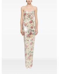 Nissa - Floral Appliqué Sequin Maxi Dress - Lyst