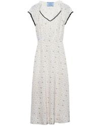 Prada - Floral-Print Pongé Dress - Lyst