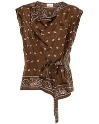 P.A.R.O.S.H. - Bandana Print Tie Blouse - Lyst