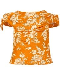 Rosie Assoulin - Can'T Bare It Off-Shoulder Printed Top - Lyst