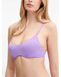Guess - Haut De Bikini Froncé À Logo - Lyst