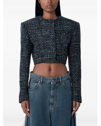 DIESEL - G-Crop-G Tweed Cropped Jacket - Lyst