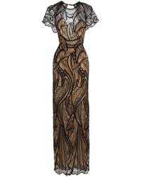 Gemy Maalouf - Open-Back Lace-Embroidered Dress - Lyst