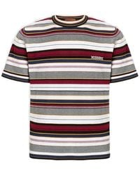Missoni - Striped Crew-Neck Cotton T-Shirt With Embroidered Logo Lettering - Lyst