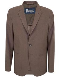 Herno - Marrone Os Linen Cotton Blazer - Lyst