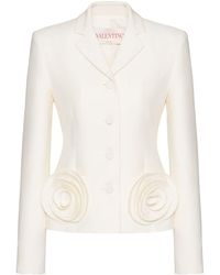 Valentino Garavani - Crepe Couture Rose-appliqué Blazer - Lyst