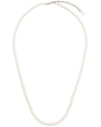 Saint Laurent Collier en chaîne fine serti de perles - Blanc
