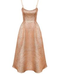 POST MERIDIEM - Jacquard Corset-Bustier Midi Dress - Lyst