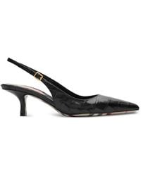 Burberry - Crocodile-Effect Leather Dame Slingback Pumps - Lyst