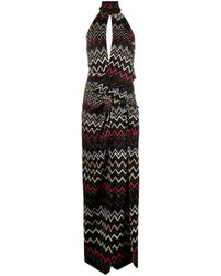 Missoni - Zig Zag Pattern Halter Neck Long Dress - Lyst