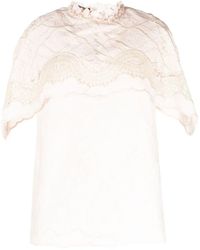 Alberta Ferretti - Embroidered Short-Sleeve Blouse - Lyst