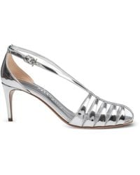 Ferragamo - Metallic-Effect Caged Sandals - Lyst