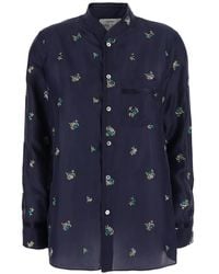 forte_forte - Chemise En Soie À Fleurs Brodées - Lyst