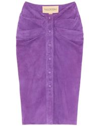 Valentino Garavani - Suede Midi Skirt - Lyst